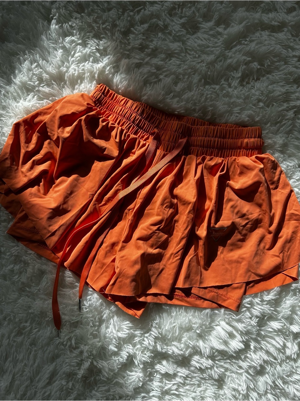 Women’s Orange Elastic-Waist Shorts
